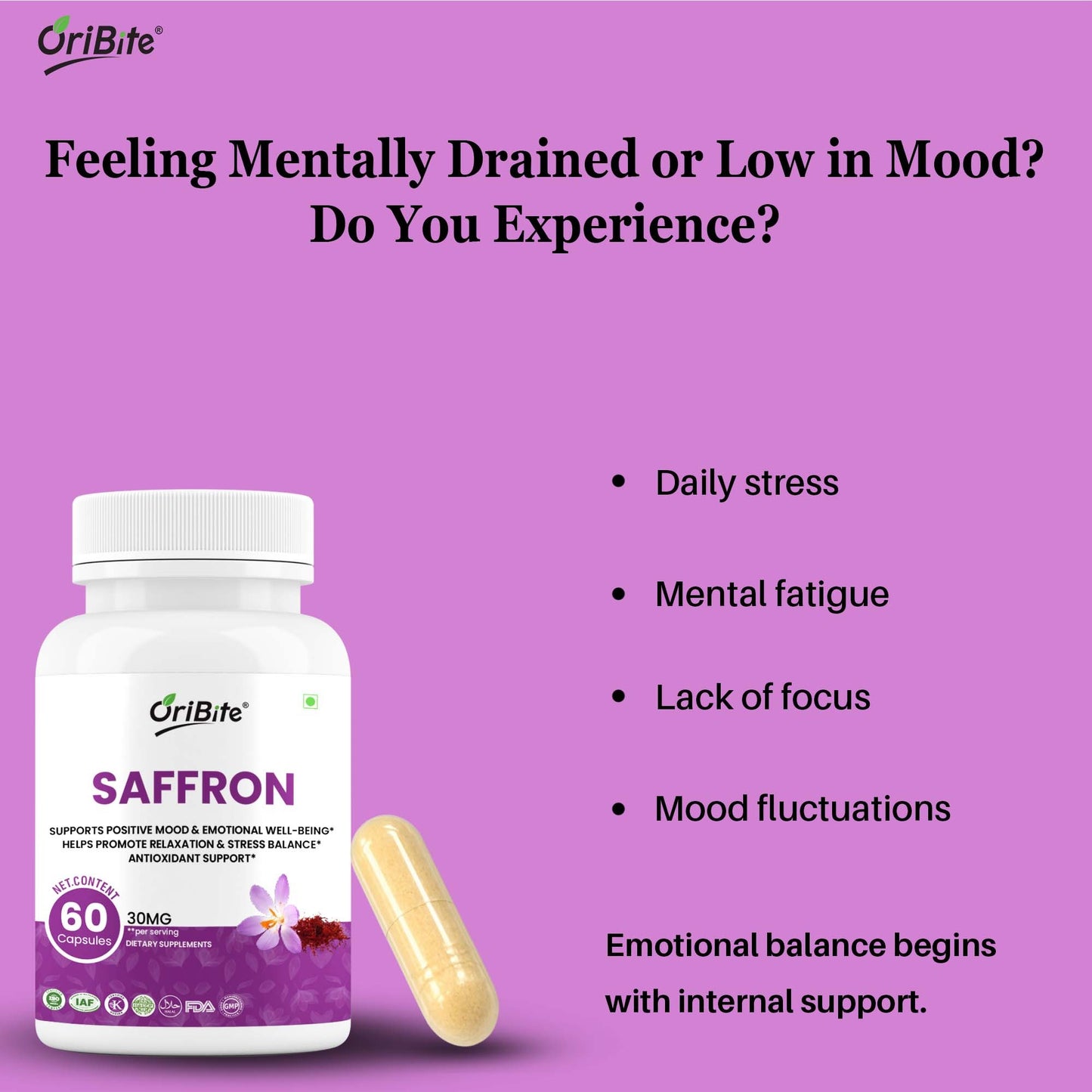 Saffron Extract Capsules for Mood & Emotional Balance