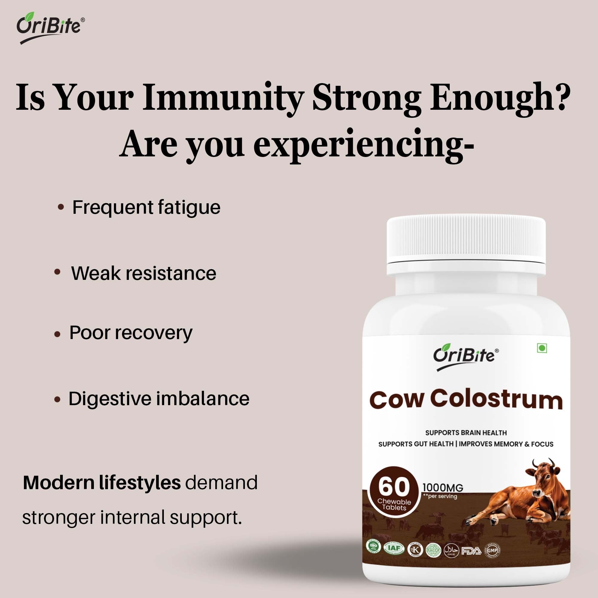 Cow Colostrum Tablets for Immunity & Gut Health - Oribite