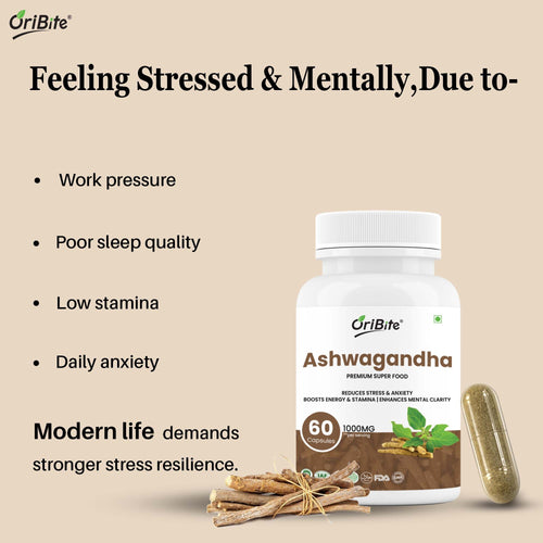 Ashwagandha Root Extract Capsules for Immunity & Energy - Oribite