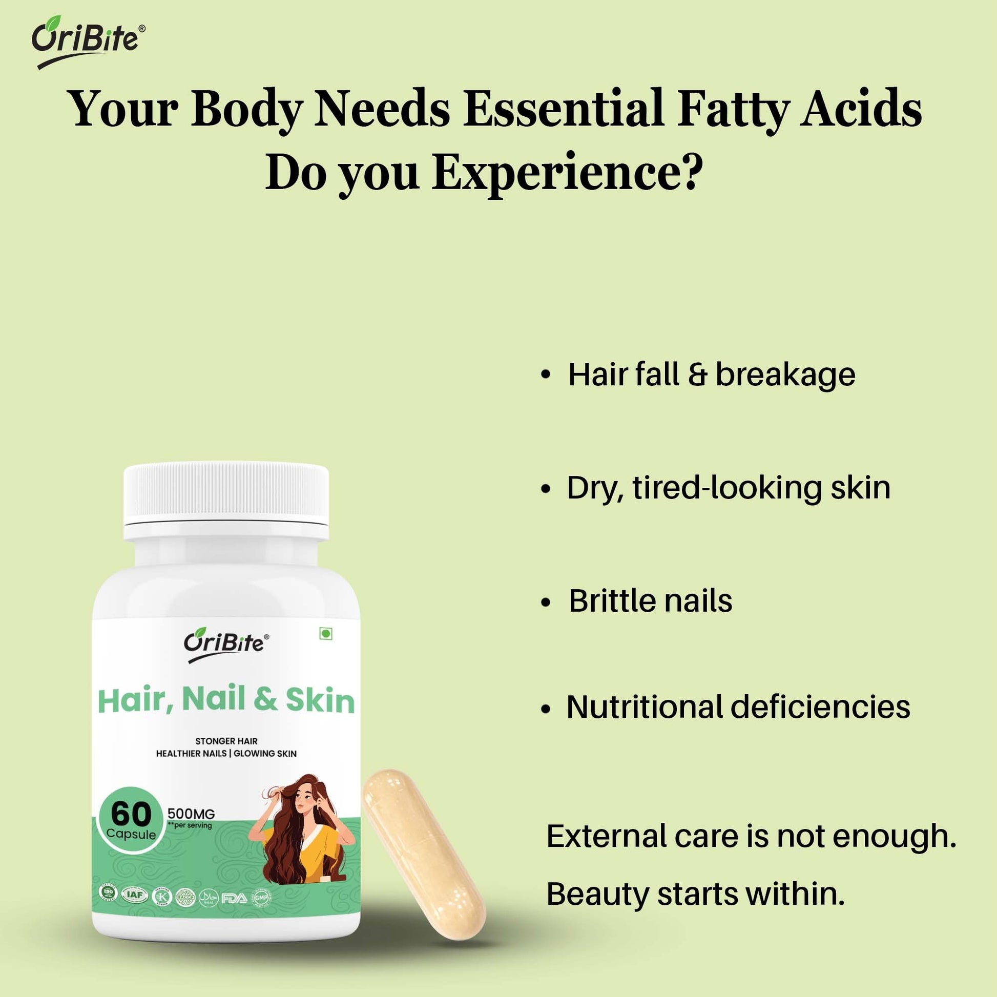 Biotin & Glutathione Capsules for Hair Skin & Nails – Oribite