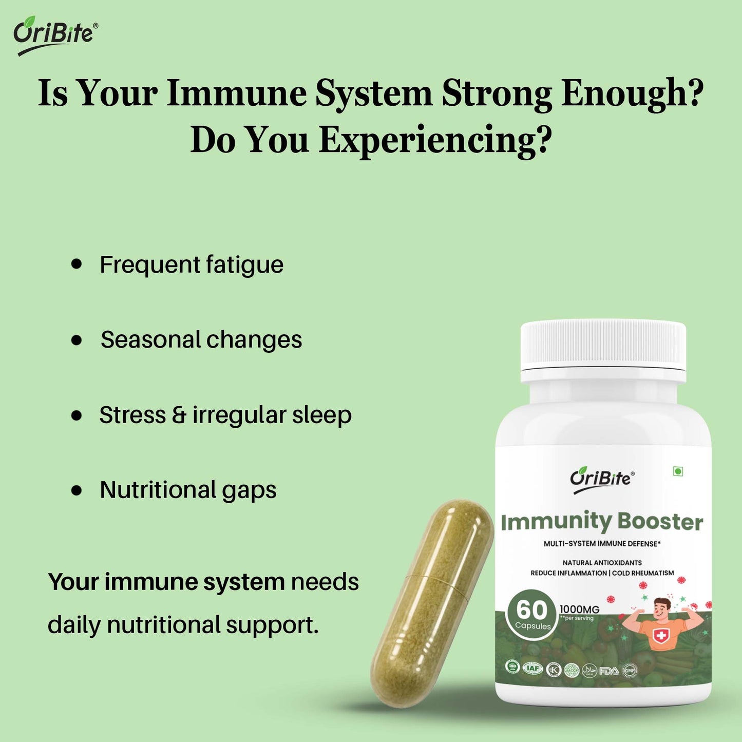Immunity Booster Capsules with Amla Tulsi & Moringa Blend - Oribite
