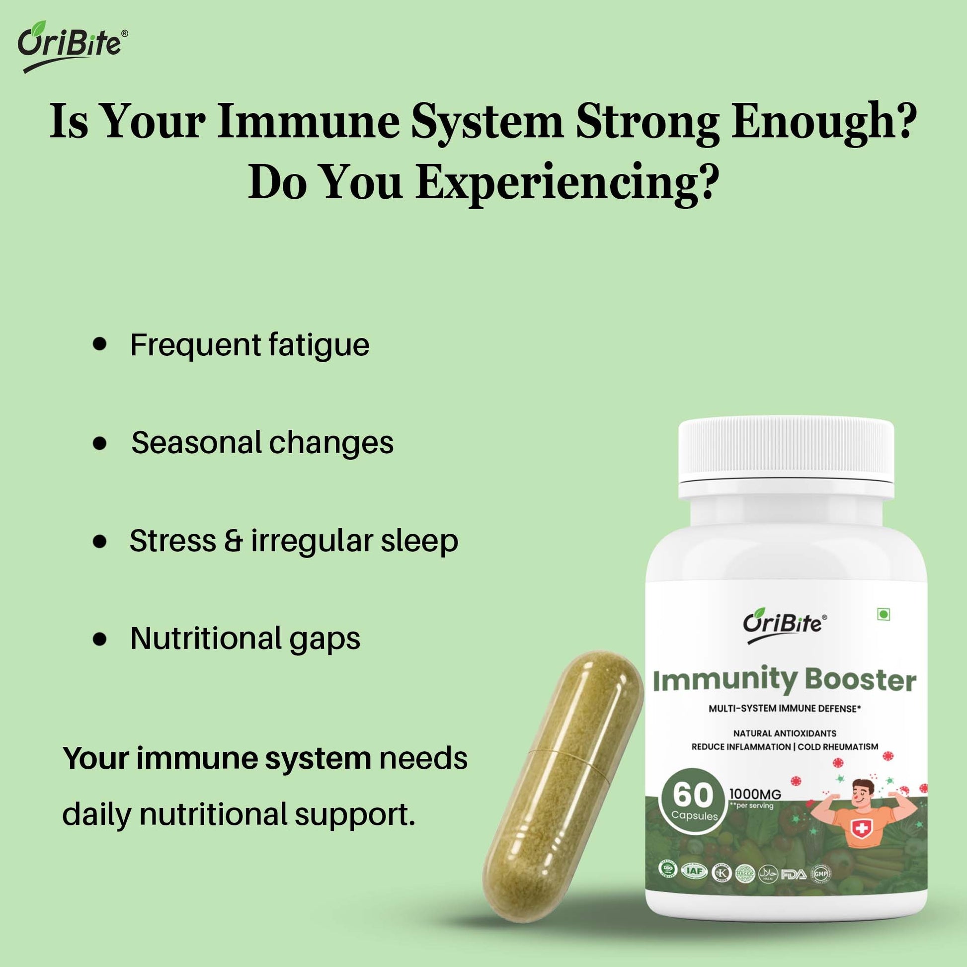 Immunity Booster Capsules with Amla Tulsi & Moringa Blend - Oribite