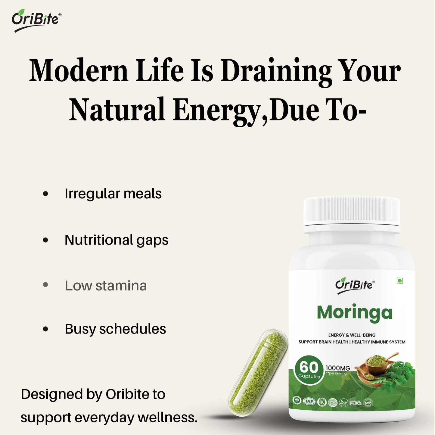 Moringa Oleifera Leaf Extract Capsules for Immunity & Nutrition