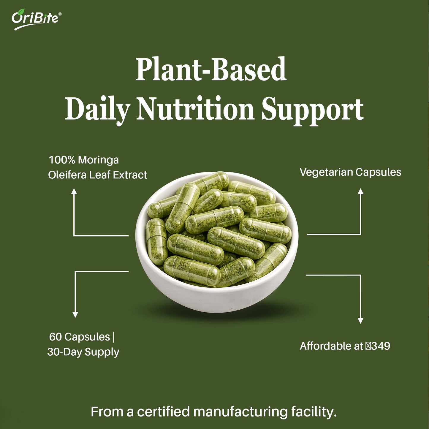 Moringa Oleifera Leaf Extract Capsules for Immunity & Nutrition