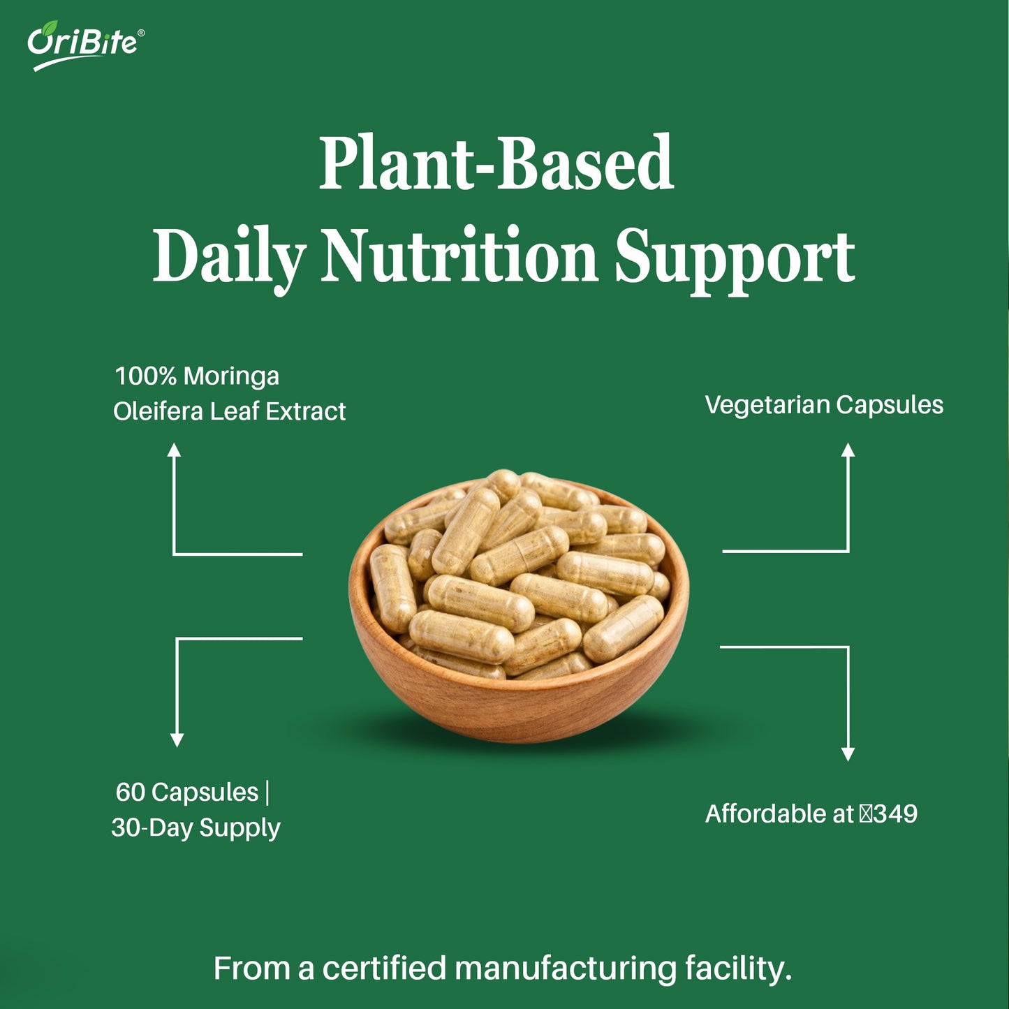 Moringa Oleifera Leaf Extract Capsules for Immunity & Nutrition