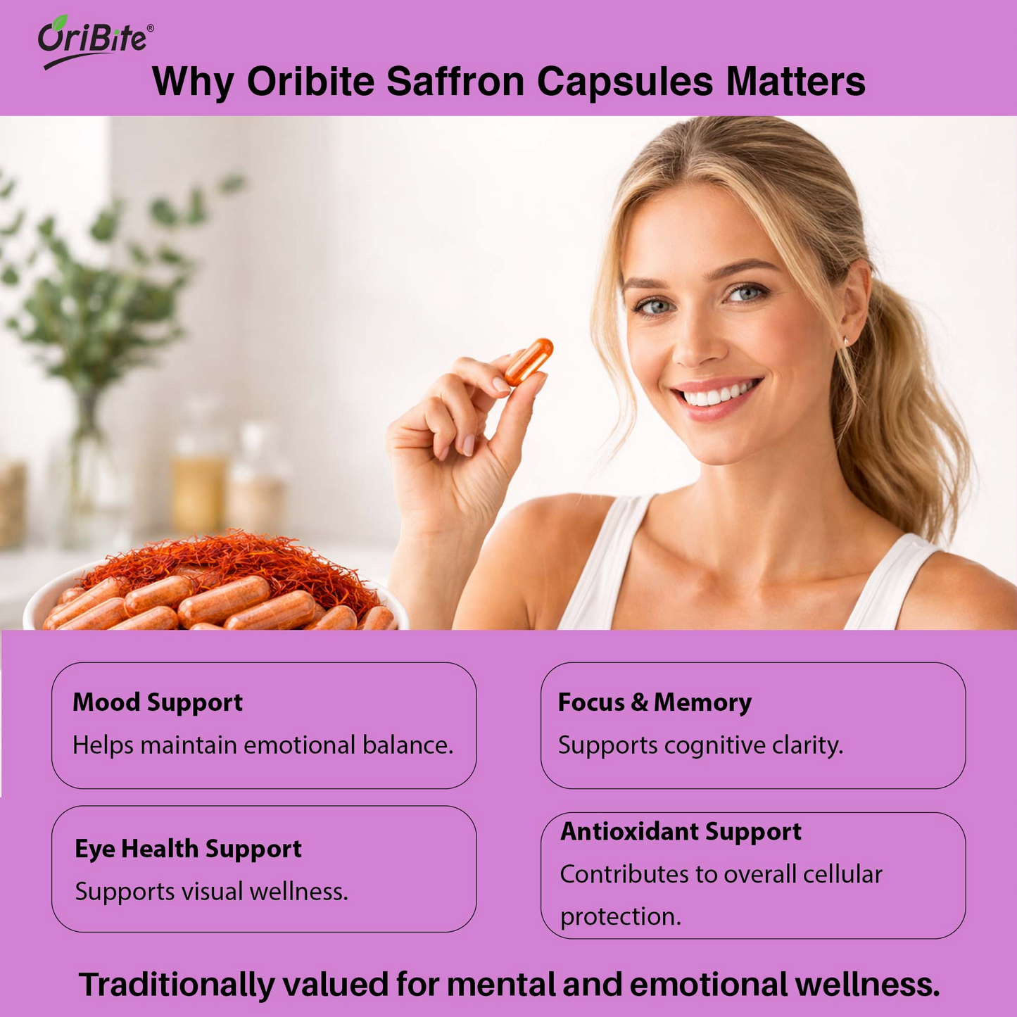 Oribite Saffron Supplement 30mg Capsules (2 Month Supply)