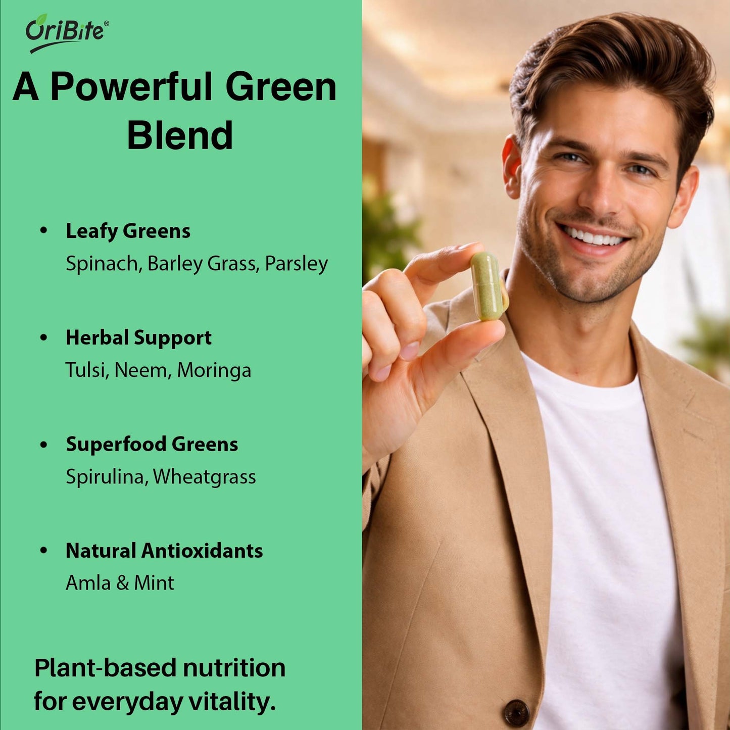 Super Green Superfood Capsules for Immunity & Bone Strength