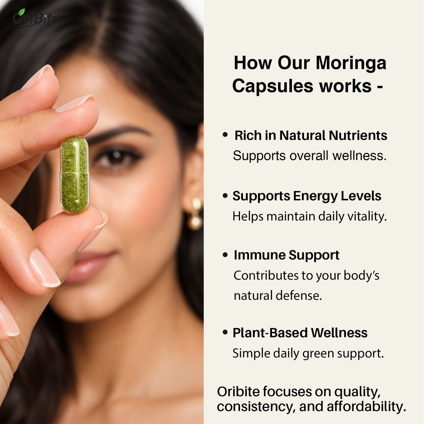 Moringa Oleifera Leaf Extract Capsules for Immunity & Nutrition