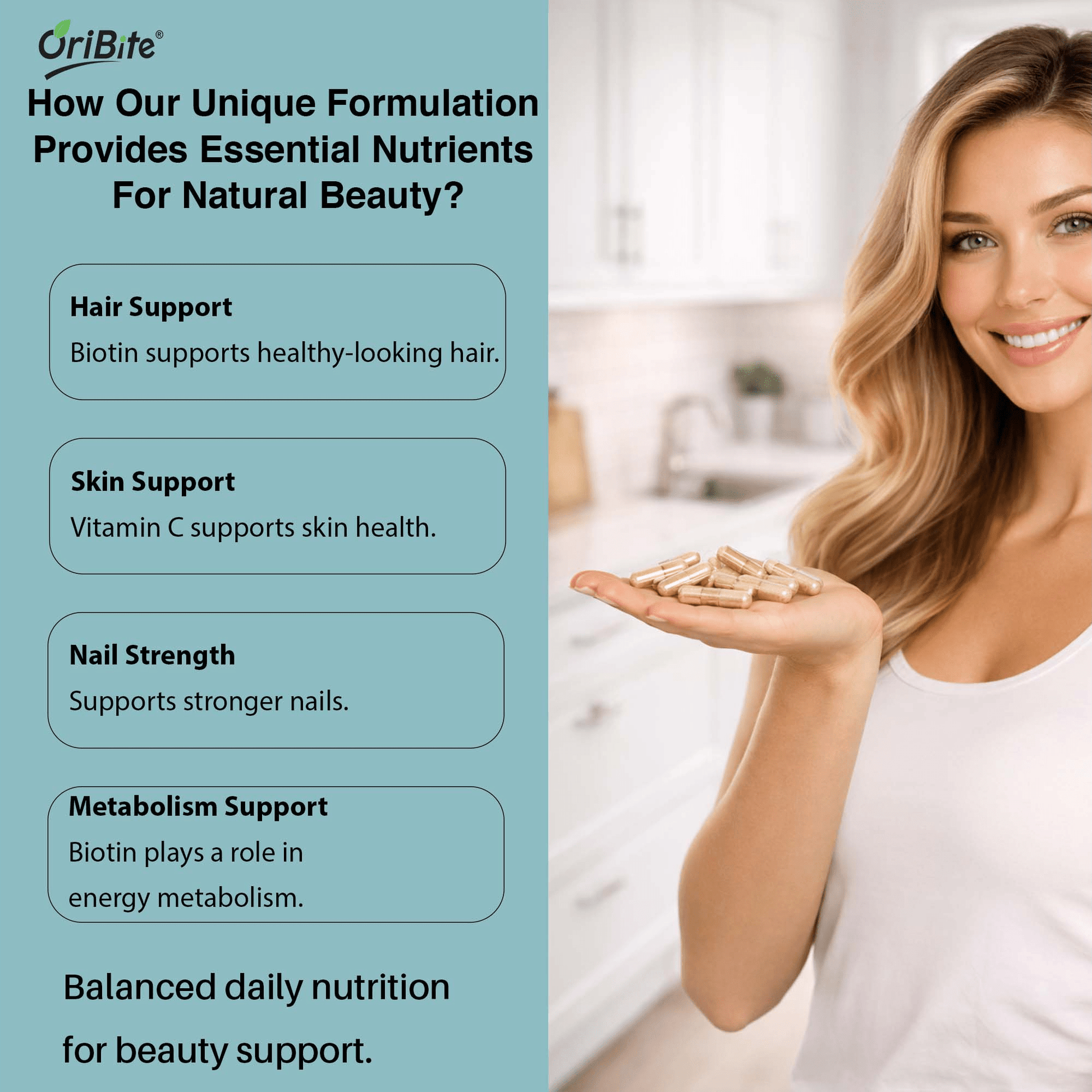 Biotin Capsules for Healthy Hair Skin & Nails - Oribite