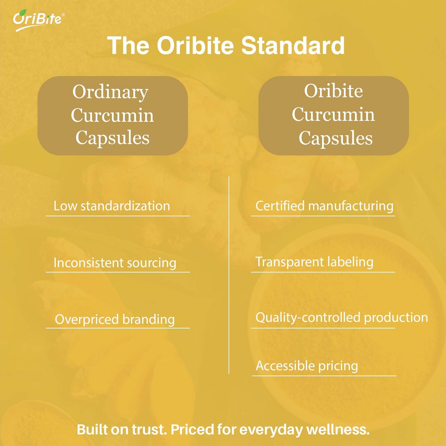 Curcumin Extract Capsules with Black Pepper for Inflammation & Joint Health - Oribite