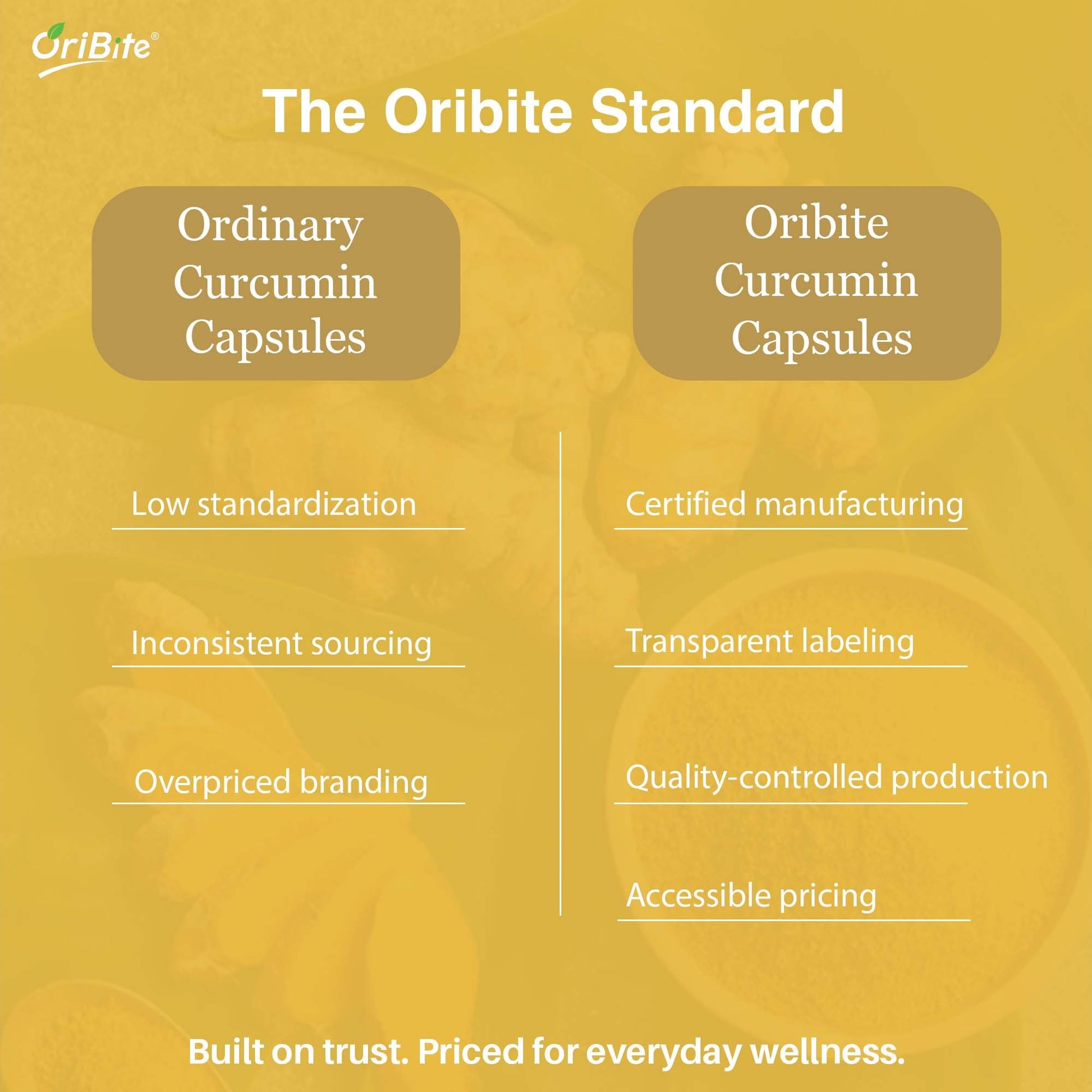 Curcumin Extract Capsules with Black Pepper for Inflammation & Joint Health - Oribite